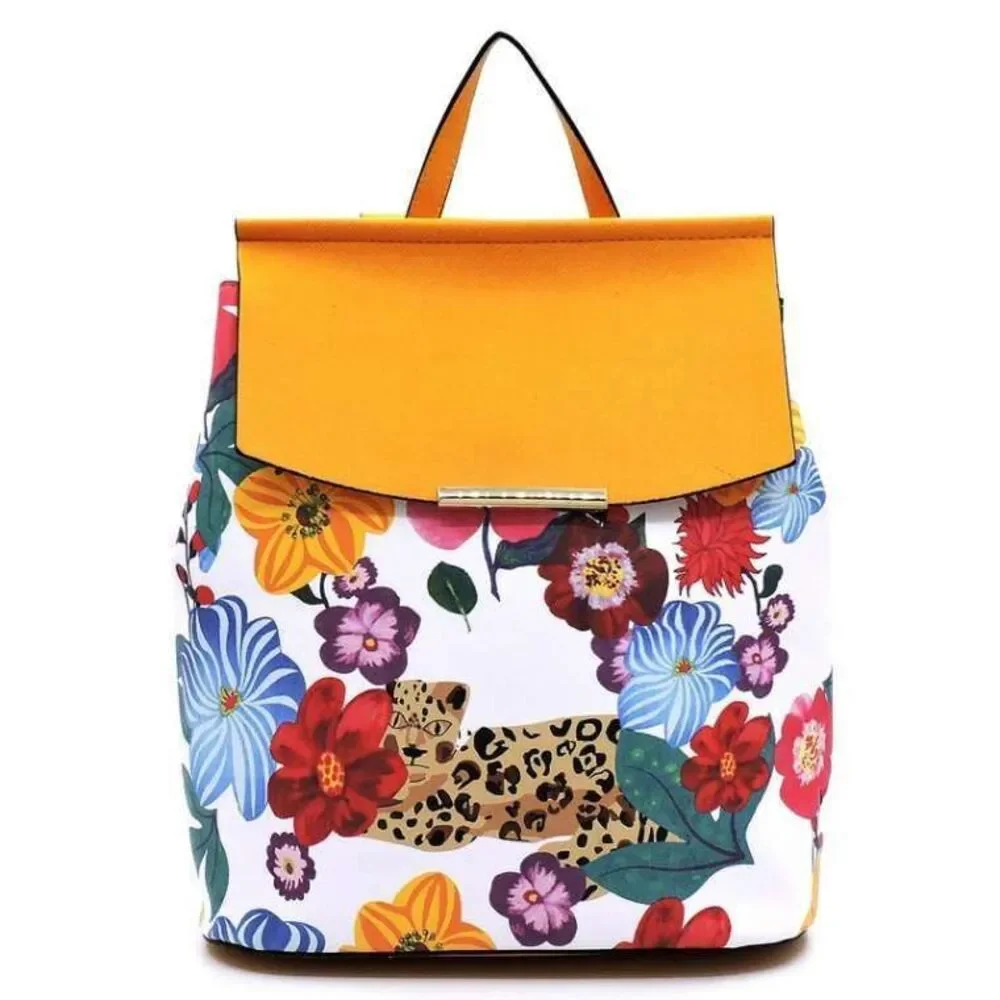 Large Diaper Bag School Backpack Convertible Flower Leopard
